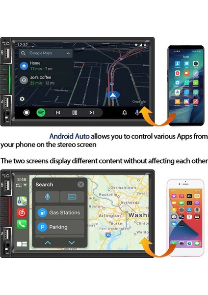 Carplay Özellikli Çift Din Araba Stereo, 7 Inç Dokunmatik Ekran Radyo Bluetooth ve Yedek Kameralı Telefon Ayna Bağlantısı Ses Alıcısı (Yurt Dışından) fırsatları