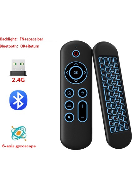Uçan Fare 2.4g + Bluetooth Çift Model Renkli Arkadan Aydınlatmalı Klavye Akıllı Uzaktan Kumanda Tv Kutusu Uzaktan Kumanda (Yurt Dışından)