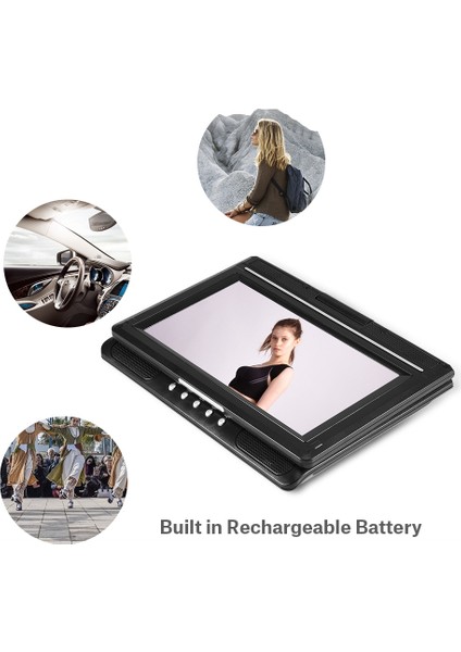 Mini Tv Hd Oynatıcı ile 9.8 Inç Taşınabilir Mobil DVD Dahili Şarj Edilebilir Pil Desteği Sd Kart/usb Bağlantı Noktası/dvd Us Tak (Yurt Dışından) fırsatları