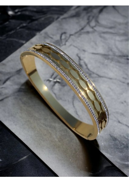 316 L Çelik Sıralı Zirkon Figürlü Kararmaz Antialerjik Kelepçe Bileklik 2 Yıl Garantili