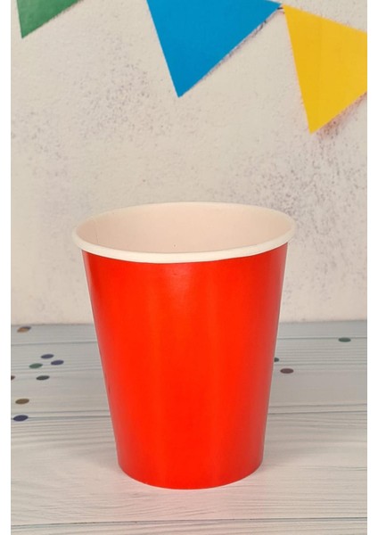 Kırmızı Karton Bardak 8oz 8 Li
