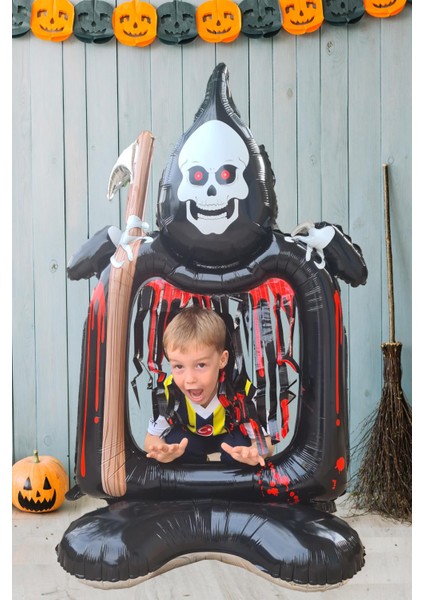 Cadılar Bayramı Balonu Büyük Boy Ayaklı Oraklı Iskelet Halloween Balon fiyatları