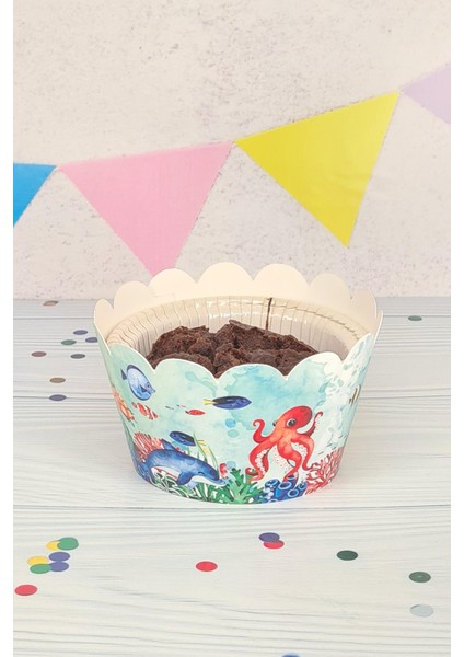 Su Altı Canlıları Konsepti Cupcake Sargısı 10'lu