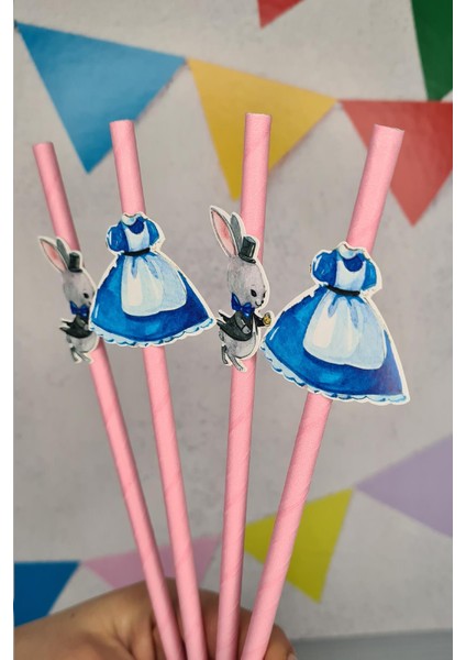 Alice In Wonderland Konsept Pipet Süsleri 10LU Lüks Pipet Paketi