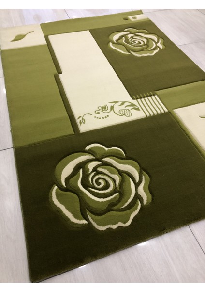 Vizyon Carving 9090 Yeşil 125X180 Krem Yeşil Halı !