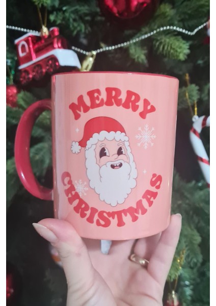 Merry Christmas Santa Yılbaşı Desenli Kırmızı Kupa Bardak fiyatları
