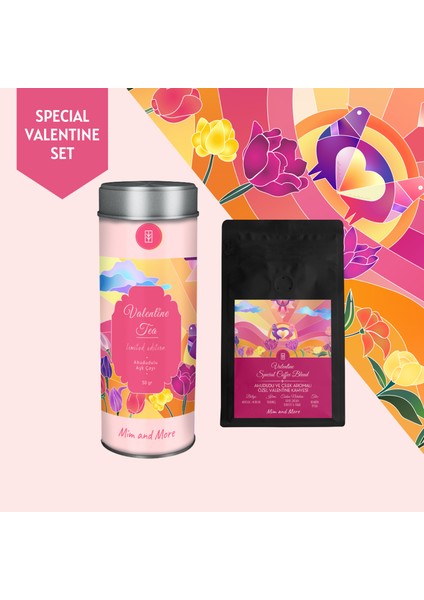 Valentine Tea Ahududulu Aşk Çayı 50 gr & Valentine Special Coffee Blend Filtre Kahve 250 gr