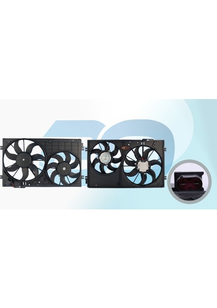 Fan Motoru Davlı (360 MM+295 Mm-4 FIS-220W+150W) Vw Golf5 Jetta Passat Leon [1K0121207TS1]
