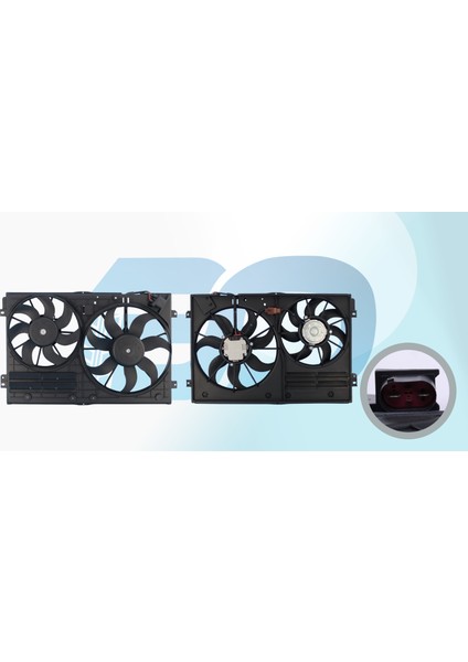 Fan Motoru Davlı (360 MM+295 Mm-4 FIS-220W+150W) Vw Golf5 Jetta Passat Leon [1K0121207AAS1]