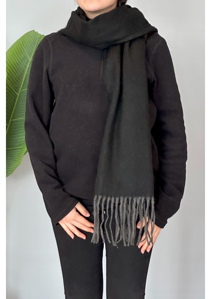 Püsküllü Buklet Atkı Şal 45X200 cm 1285 Siyah modelleri