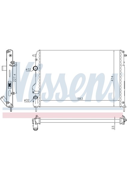 Su Radyatoru Brazıng Mt-At 585X388X22 mm Dacıa Logan Renault Megane 1.5 [8200189288]