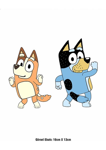 Bluey 2 Adet Ütü ile Yapışan Tekstil Dtf Baskı