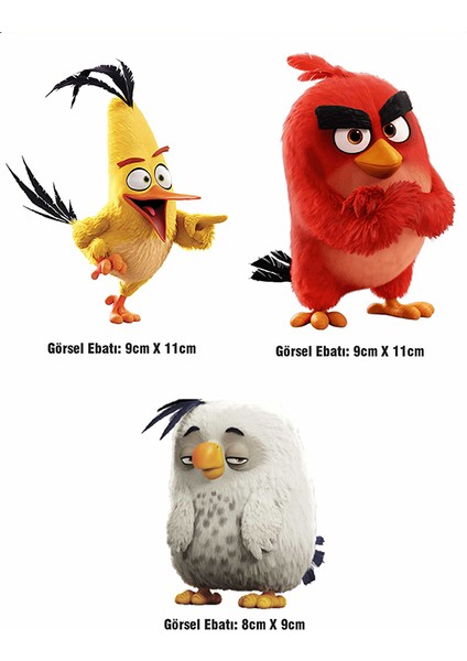 Angry Birds 3 Adet Ütü ile Yapışan Tekstil Dtf Baskı