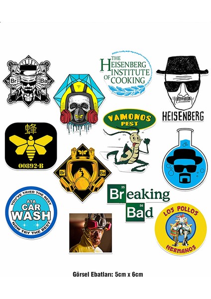 Breaking Bad Heisenberg 12 Adet Ütü ile Yapışan Tekstil Dtf Baskı