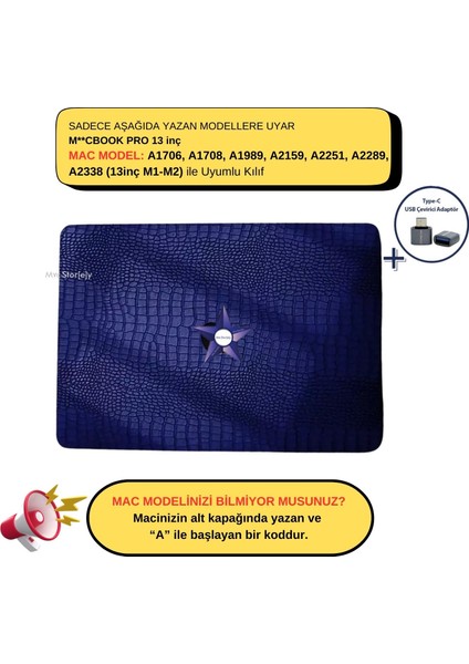 Macbook Pro Kılıf 13 inç M1-M2 A1706-08 A1989 A2159 A2251-89 A2338 ile Uyumlu F.Crocodile