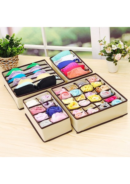 Ecru 8 Izgara Stili Set Iç Çamaşırı Sutyen Organizatör Saklama Kutusu Bej Çekmece Dolap Organizatörleri Kutuları Iç Çamaşırı Atkı Çorap Sutyen 4 Adet (Yurt Dışından) fiyatları