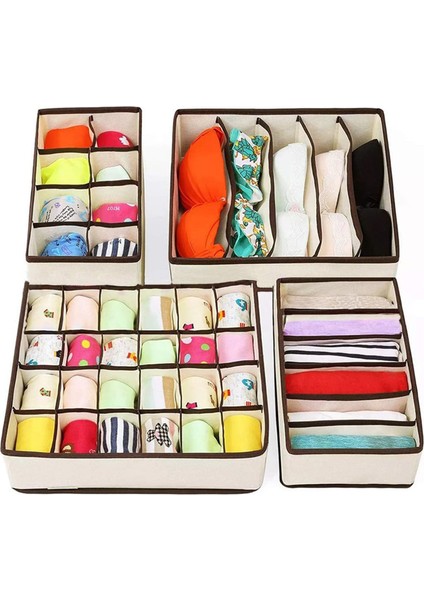 Kırmızı Stil Underwear Bra Organizer Multi-Size Foldable Storage Boxes Closet Drawer Divider Clothes Socks Box Organizer Home Organization (Yurt Dışından) fırsatları