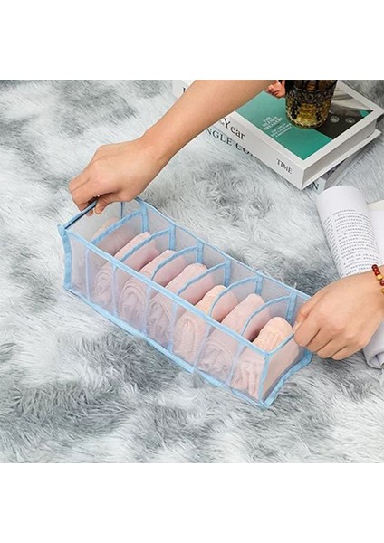 Mavi 7 Izgara Stili Yeni Iç Çamaşırı Sutyen Organizatör Saklama Kutusu 2 Renkler Çekmece Dolap Organizatörleri Kutuları Iç Çamaşırı Atkı Çorap Sutyen Sıcak Satış (Yurt Dışından)