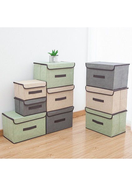 Açık Yeşil Stil 26X19X16CM Keten Saklama Kutusu Katlanır Giysi ve Çeşitli Eşyalar Taşınabilir Toz Geçirmez Saklama Kutusu Plastik Kapaklı Katlanır Saklama Kutusu (Yurt Dışından) modelleri