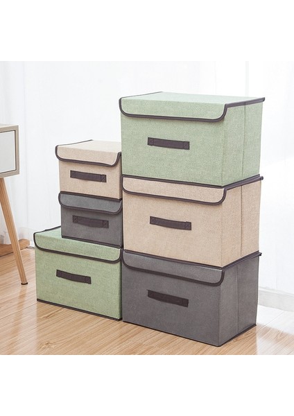 Açık Yeşil Stil 26X19X16CM Keten Saklama Kutusu Katlanır Giysi ve Çeşitli Eşyalar Taşınabilir Toz Geçirmez Saklama Kutusu Plastik Kapaklı Katlanır Saklama Kutusu (Yurt Dışından) fırsatları