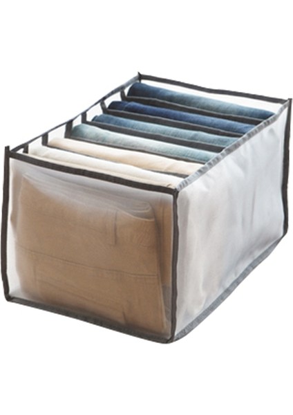 Gri 25X36X20 Stili Kot Katlanabilir Bölme Naylon Örgü Ayırma Giysileri Iç Çamaşırı Depolama Dolap Çekmece Örgü Kutusu Bölücü Yıkanmış Ev Organizatör (Yurt Dışından)