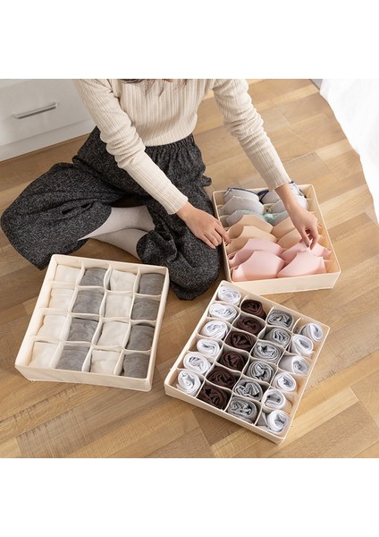 7 Izgara Bej Stili Ev Katlanır Çorap Için Düz Renk Saklama Kutusu Sütyen Külot Iç Çamaşırı Organizatör (Yurt Dışından)