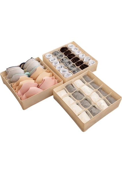 7 Izgara Bej Stili Ev Katlanır Çorap Için Düz Renk Saklama Kutusu Sütyen Külot Iç Çamaşırı Organizatör (Yurt Dışından) modelleri