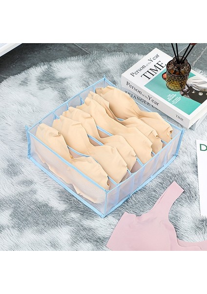 6 Izgara Mavi Stil Yurt Klozet Organizatör Saklama Kutusu Katlanabilir Iç Çorap Organizatörleri Depolama Bölücüler Çekmece 30 Izgaralar Giysi Kutusu Kasa (Yurt Dışından)