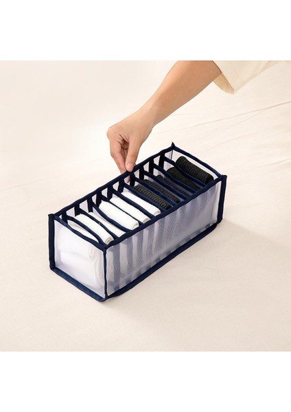 Donanma-11 Izgara Stili Üçü Bir Arada Çekmece Iç Saklama Kutusu Ev Naylon Örgü Katlanabilir Çorap Eşarp Depolama Organizatör Yurdu Yerden Tasarruf Kutuları (Yurt Dışından)