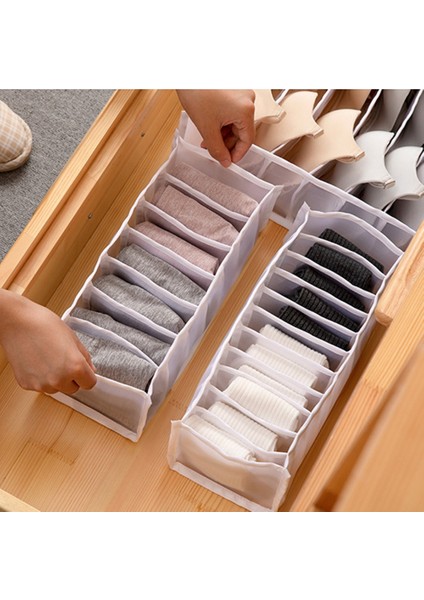 Donanma-11 Izgara Stili Üçü Bir Arada Çekmece Iç Saklama Kutusu Ev Naylon Örgü Katlanabilir Çorap Eşarp Depolama Organizatör Yurdu Yerden Tasarruf Kutuları (Yurt Dışından) fırsatları