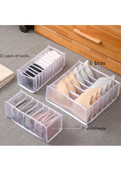 Donanma-11 Izgara Stili Üçü Bir Arada Çekmece Iç Saklama Kutusu Ev Naylon Örgü Katlanabilir Çorap Eşarp Depolama Organizatör Yurdu Yerden Tasarruf Kutuları (Yurt Dışından) indirimleri