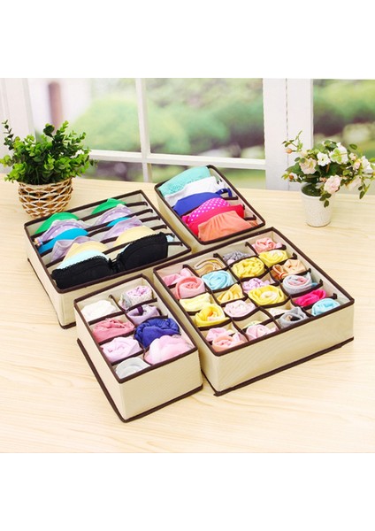 8 Izgara Stili Grid Storage Boxes Fabric Multi-Size Foldable Wardrobe Drawer Divider Lidded Closet Organizer Clothing Organizer (Yurt Dışından)