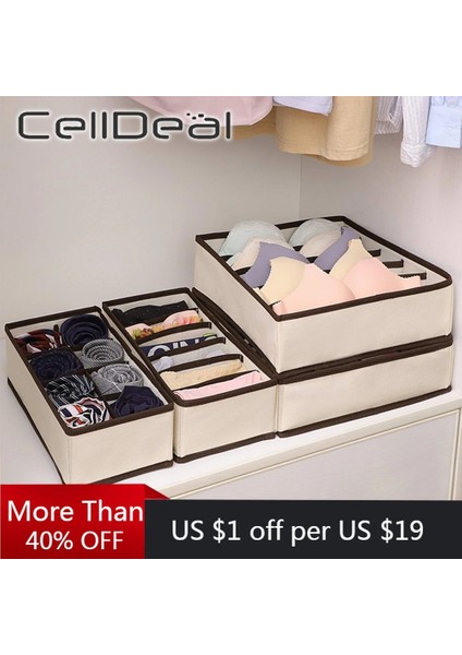 8 Izgara Stili Grid Storage Boxes Fabric Multi-Size Foldable Wardrobe Drawer Divider Lidded Closet Organizer Clothing Organizer (Yurt Dışından) modelleri