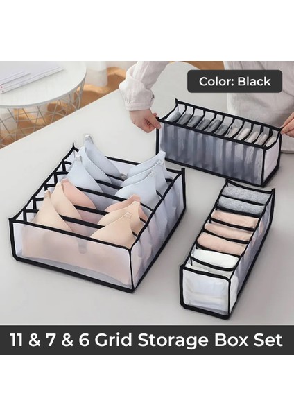 Siyah Set Stili Iç Çamaşırı Sutyen Organizador Çorap Atkılar Saklama Kutusu Naylon Örgü Katlanabilir Taşınabilir Çekmece Organizatörleri Dolap Düzenleyici Renkli (Yurt Dışından) fiyatları