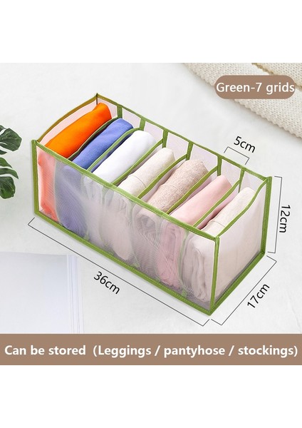 B-Green-7 Izgara Stili Kot Bölmesi Saklama Kutusu Dolap Elbise Çekmecesi Örgü Ayırma Kutusu Istifleme Pantolon Çekmece Bölücü Yıkanabilir Ev Organizatör (Yurt Dışından) fiyatları