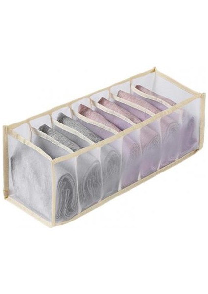 Bej 7 Izgara Stili Iç Çamaşırı Saklama Kutusu Yıkanabilir Yerden Tasarruflu Bez Külot Atkı Dolap Için Sutyen Tutacağı (Yurt Dışından)