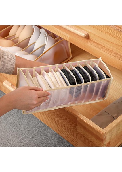 Bej 7 Izgara Stili Iç Çamaşırı Saklama Kutusu Yıkanabilir Yerden Tasarruflu Bez Külot Atkı Dolap Için Sutyen Tutacağı (Yurt Dışından) fiyatları