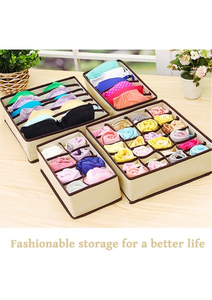 Bej x 6 Izgara Stili Çekmece Iç Çamaşırı Düzenleyici Dolap Çekmecesi Sütyen Külot Dokumasız Kumaş Saklama Tutacağı Kutu, Gri, Izgara (Yurt Dışından) modelleri