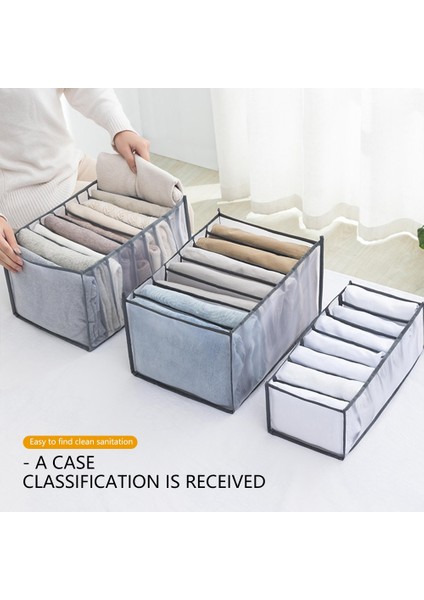 Gri 7 Izgara Stili Gardırop Giysi Organizatörü Iç Çamaşırı Kot Saklama Kutusu Çorap Sutyen Katlanabilir Bölücü Çekmece Dolap Ev Giysileri Organizatör Yıkanabilir (Yurt Dışından) fırsatları