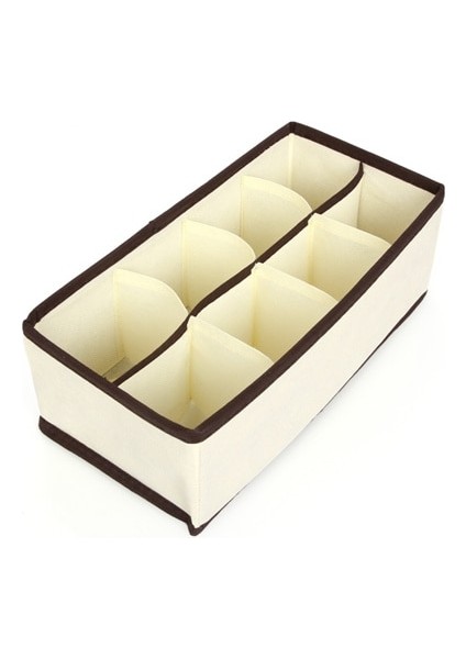 Bej 8 Hücre Stili Iç Çamaşırı Sutyen Organizatör Saklama Kutusu 3 Renk Çekmece Dolap Organizatörleri Iç Çamaşırı Atkı Için Kutular Çorap Sutyen Çok Boy (Yurt Dışından)