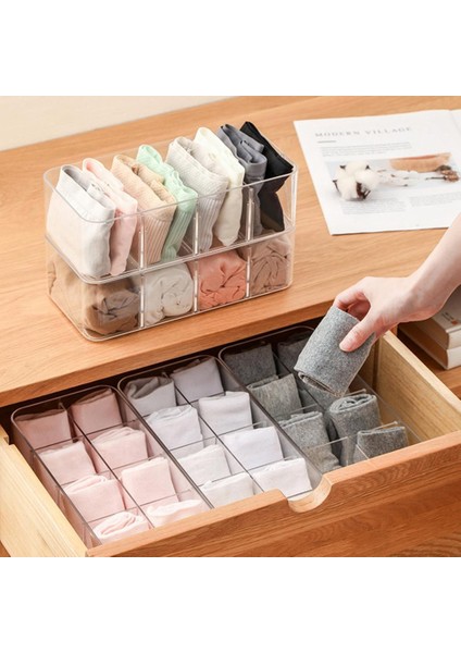 No.4 Tarzı Bölmeler Çorap Iç Çamaşırı Ev Istiflenebilir Saklama Kutusu Çekmece Düzenleyici (Yurt Dışından)