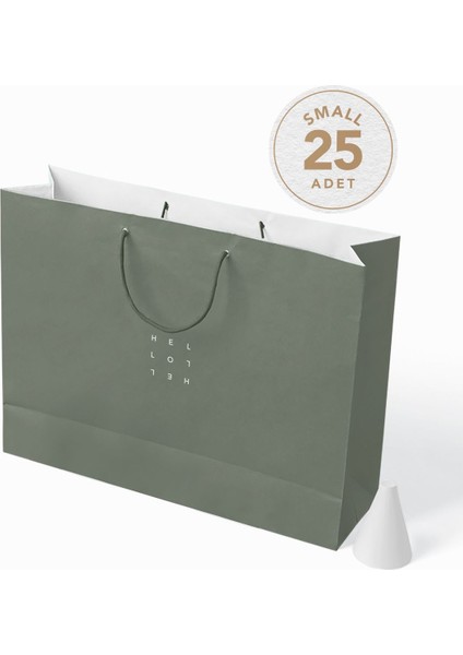 No1 25'li Minimal Seri Kraft Çanta - Yeşil - 37x25x11 Cm