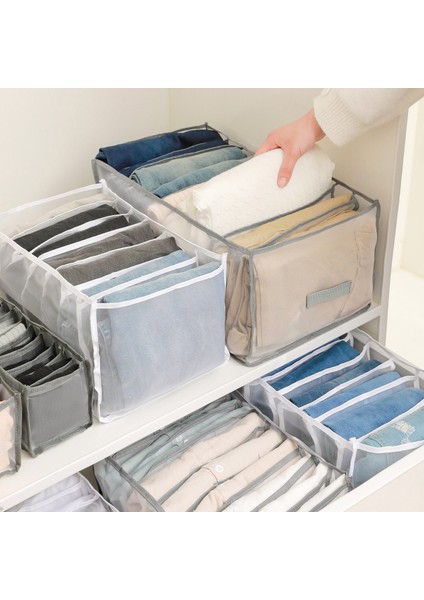 D-Gri-9 Izgara Stili Kot Bölmesi Saklama Kutusu Dolap Elbise Çekmecesi Örgü Ayırma Kutusu Istifleme Pantolon Çekmece Bölücü Yıkanabilir Ev Organizatör (Yurt Dışından) fırsatları
