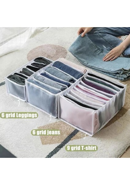 Yeşil Stil Büyük 7 Izgara Kabine Organizatör Kot Bölmesi Saklama Kutusu Katlanabilir Iç Çamaşırı Çorap Çekmece Ayırıcı Dolap Yatak Odası Giyim Depolama (Yurt Dışından) fiyatları