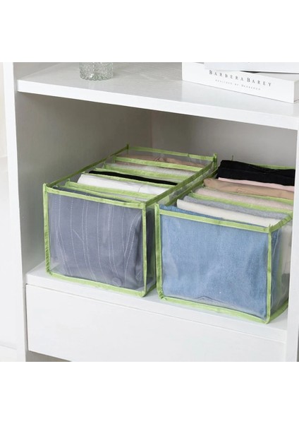 Yeşil Stil Büyük 7 Izgara Kabine Organizatör Kot Bölmesi Saklama Kutusu Katlanabilir Iç Çamaşırı Çorap Çekmece Ayırıcı Dolap Yatak Odası Giyim Depolama (Yurt Dışından) fırsatları