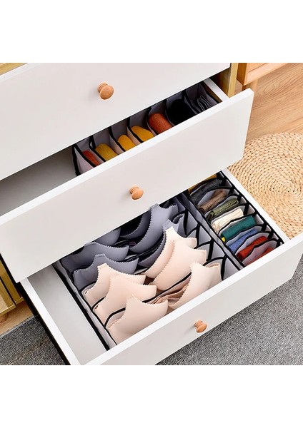1-GRI-14X32X12CM Stili Iç Giyim Depolama Organizatör Ayrılmış Çorap Şort Sütyen Saklama Kutuları Yurt Klozet Organizatör Çekmece Yıkanabilir (Yurt Dışından) fırsatları