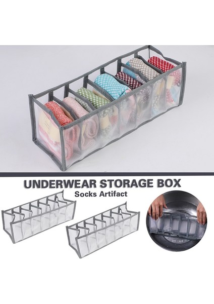 1-GRI-14X32X12CM Stili Iç Giyim Depolama Organizatör Ayrılmış Çorap Şort Sütyen Saklama Kutuları Yurt Klozet Organizatör Çekmece Yıkanabilir (Yurt Dışından) indirimleri