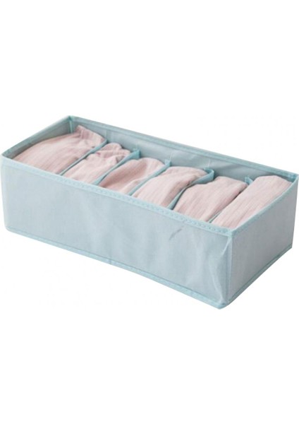 Mavi 6 Hücre Stili Saklama Kutusu Çekmece Tarzı Büyük Kapasiteli Küflenmez Dokumasız Kumaş Bölmeli Saklama Kutusu Yurt Çekmece Organizatör (Yurt Dışından)