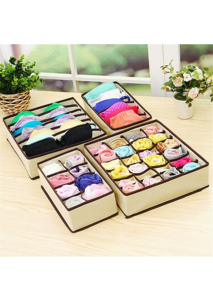 Bej 6 Izgara Stili Katlanabilir Iç Çamaşırı Çekmece Organizatörleri Bölücüler Dolap Dresser Giysi Saklama Organizatör Kutusu Sütyen Atkılar Kravatlar Çorap Kutuları (Yurt Dışından) fiyatları