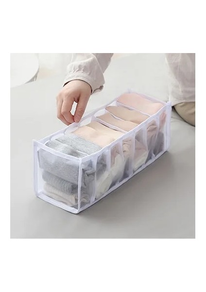 Beyaz 7 Izgara Stili Iç Çamaşırı Sutyen Dolap Organizatör Çorap Ev Ayrılmış Iç Çamaşırı Depolama Çekmecesi Bölücü Sutyen Organizatör Katlanabilir Çekmece Organizatör (Yurt Dışından)